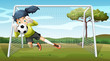 A sporty young girl playing football