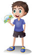 Vector: A young man holding a picture A young man holding a picture