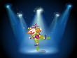 A stage with a playful clown