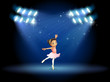 A little girl dancing ballet with spotlights