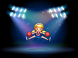 A young cheerdancer performing at the stage