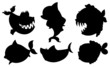 A school of black colored fishes