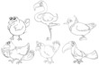 Doodle designs of two-legged creatures