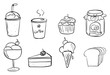 Different foods with drinks