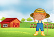 A farmer holding a hoe