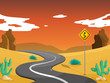 A desert with a curve road
