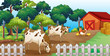 Vektor: A farm with animals inside the fence A farm with animals inside the fence