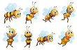 Eight bees in different positions