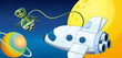 A robot near a planet with an orbit
