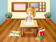 A girl at the desk