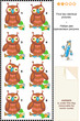 Vektor: Visual puzzle - find two identical pictures of owls Visual puzzle - find two identical pictures of owls