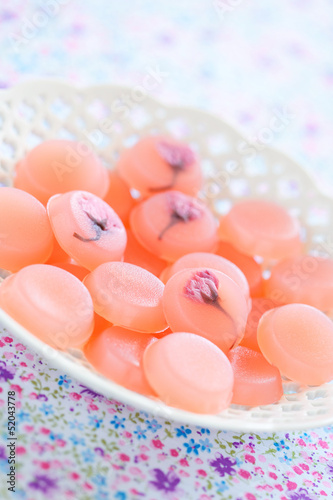 Photo: Homemade sweets with cherry blossom (Sakura), selective focus Homemade sweets with cherry blossom (Sakura), selective focus