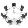round table with a large clock face