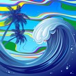 Sea Ocean big Wave-Water-Onda Oceano Mare e Palme