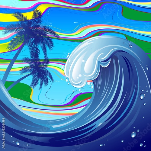 Vector: Sea Ocean big Wave-Water-Onda Oceano Mare e Palme Sea Ocean big Wave-Water-Onda Oceano Mare e Palme