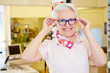 Senior woman with glasses at optician
