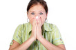 women blowing nose
