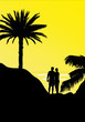 canvas print picture - Paar beim Sonnenuntergang