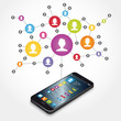 Vector: réseaux sociaux, smartphone réseaux sociaux, smartphone
