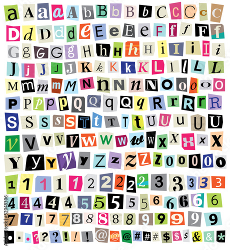 Vector: Vector Ransom Note- Cut Paper Letters, Numbers, Symbols Vector Ransom Note- Cut Paper Letters, Numbers, Symbols