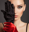 Fashion Portrait of a beautiful woman in gloves
