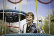 Girl On Rope Climbing Frame