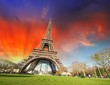Paris, France. Wonderful view of Tour Eiffel with gardens and co