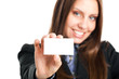 Photo: Businesswoman holding a blank card Businesswoman holding a blank card