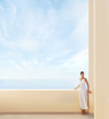 Young attractive woman chilling at the turist resort