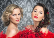 Young, beautiful and emotional cabaret artists over vintage back