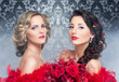 Young, beautiful and emotional cabaret artists over vintage back