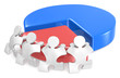 Illustration: Effort and Result.Puzzle people x 4 pushing part of Pie Chart. Effort and Result.Puzzle people x 4 pushing part of Pie Chart.