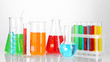 Test tubes with colorful liquids isolated on white