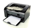 Printer printing fake dollar bills isolated on white