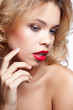 Portrait of beautiful woman with clean face.  High key shot.
