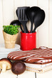 Kitchen settings: utensil, potholders, towels and else