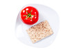 Diet rye bread with tomato isolated