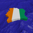 Ivory Coast map flag in abstract ocean illustration