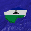 Lesotho map flag in abstract ocean illustration