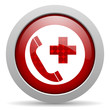 emergency call red circle web glossy icon