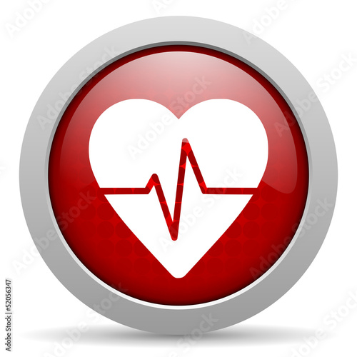 Illustration: cardiogram red circle web glossy icon cardiogram red circle web glossy icon