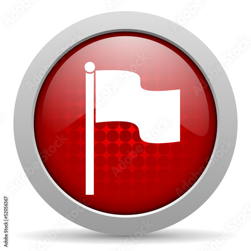 Illustration: flag red circle web glossy icon flag red circle web glossy icon