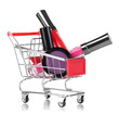 Cosmetics in cart isolated on white