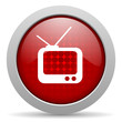 Illustration: tv red circle web glossy icon tv red circle web glossy icon