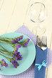 Table serving on a wooden background