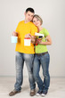 Young couple  doing renovation together