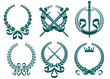 Vektor: Laurel wreathes with heraldry elements Laurel wreathes with heraldry elements