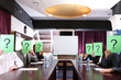 Businessmen with question marks