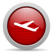 airplane red circle web glossy icon