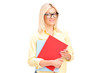 A female student holding books